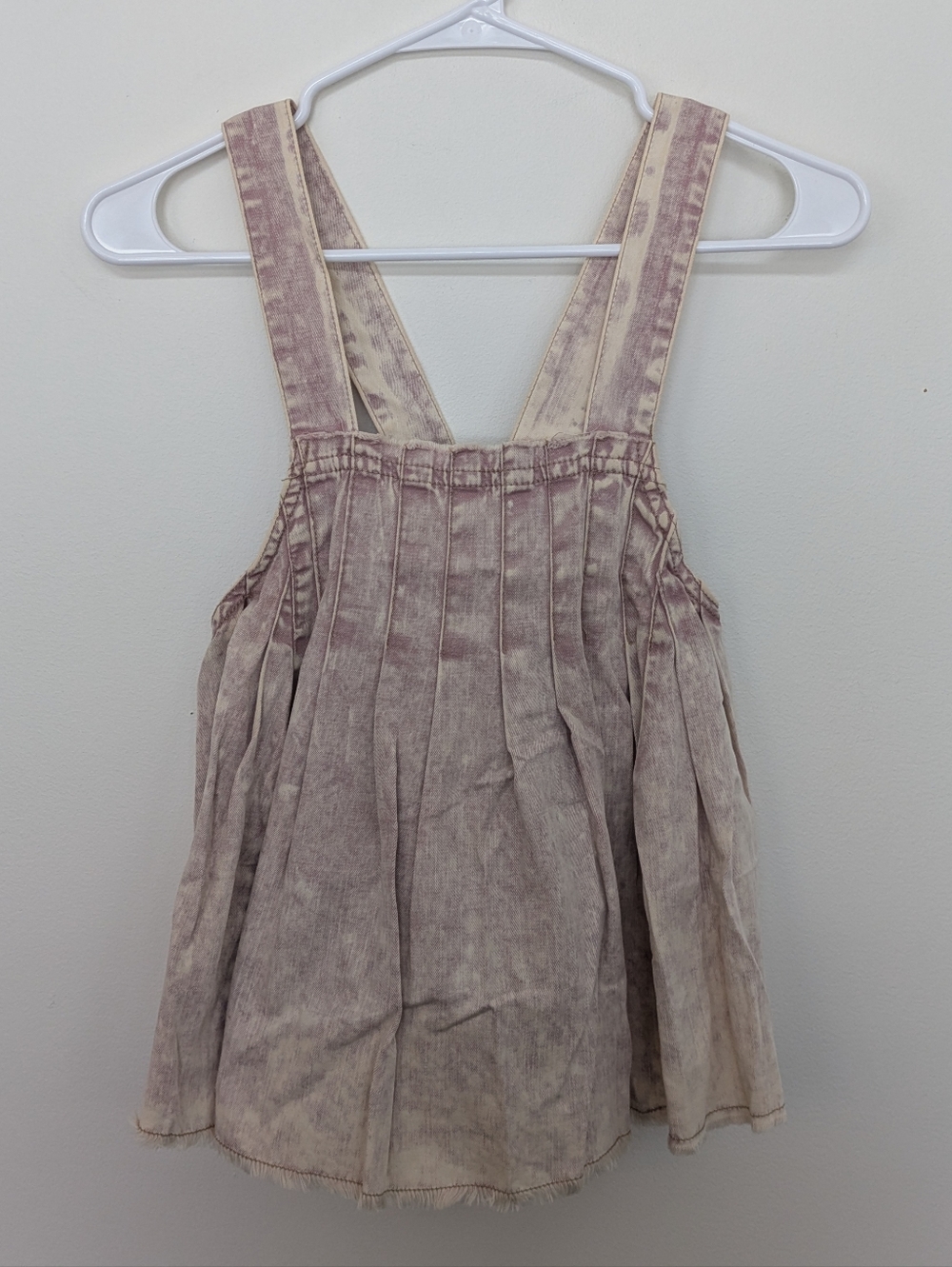 Free People Marina Denim Pleated Swing Tank Top Crop Boho Dusty Pink XS - Picture 3 of 10